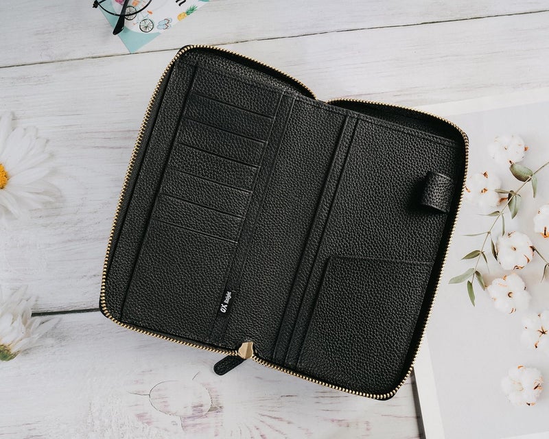 Ox Knight غطاء جلد بسحاب لـ Hobonichi Weeks/Weeks Mega - مع حلقة قلم، فتحات بطاقات، وجيب خلفي - Image 3